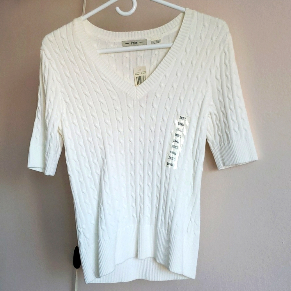 Pria Cotton knit V neck top